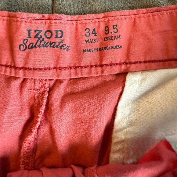 IZOD Salt Water Pink Flat Front Shorts Casual Summer Style Size 34 - Picture 2 of 4